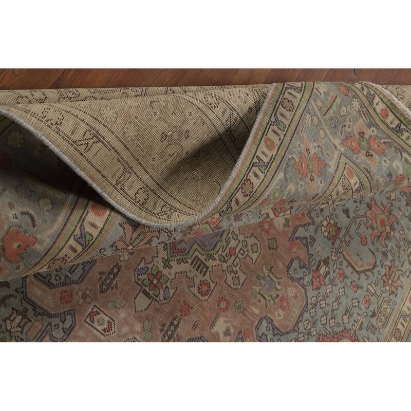 Blue Tabriz Persian Area Rug Hand-Knotted Geometric Wool Carpet - 8'0"x 11'0"