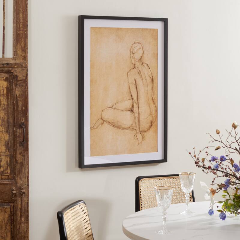 SAFAVIEH Reny Go Figure Photograph, 24 x 36, Framed Wall Art - Antique Ivory/Black - 24WX2DX36H - Silver