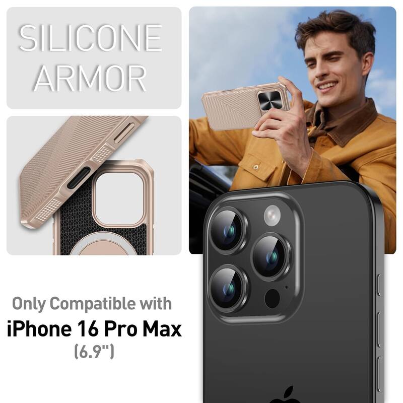 iPhone 16 Pro Max Camera Protection Kickstand - Case Compatible with Mag Safe, Protective Shockproof Military, Phone Case