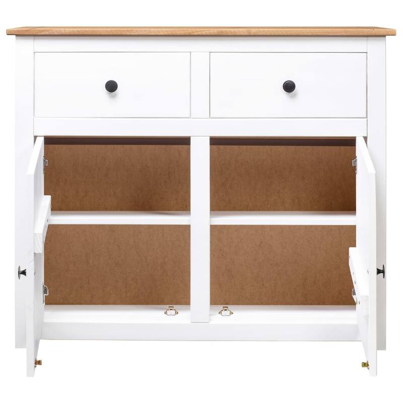 vidaXL Sideboard 2-Drawer Cupboard Sideboard Buffet Cabinet Solid Pinewood - 36.6" x 15.7" x 31.5"
