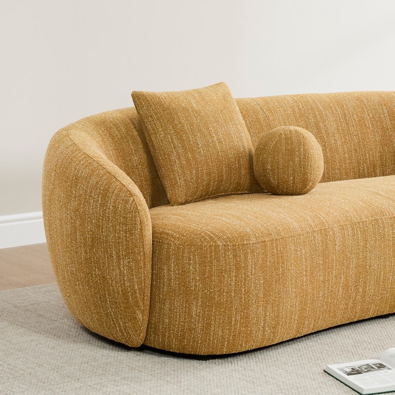 Spruce & Spring 89'' Boucle Upholstered Hugger Curved Sofa