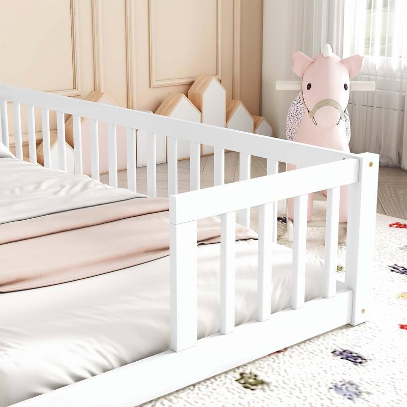 Double Twin Floor Bed with Fence