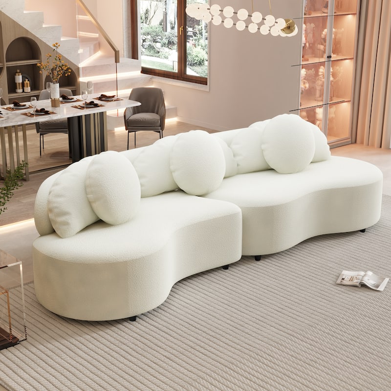 103.5" Foam 3-Seater Sofa with High-Density Cushions & 3 Pillows