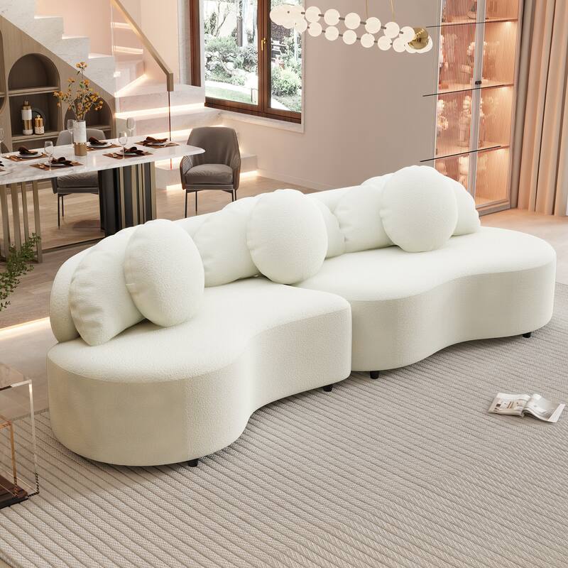 103.5" Lamb Velvet Armless Sectional Sofa with 6 Pillows