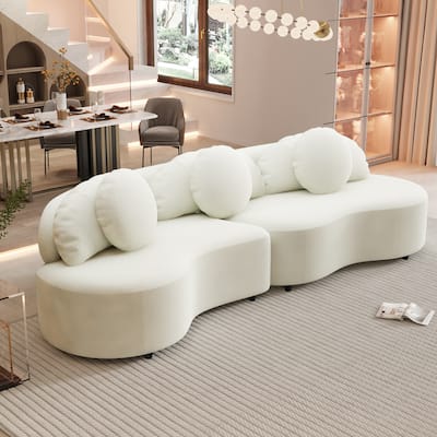 103.5" Lamb Velvet Armless Sectional Sofa with 6 Pillows