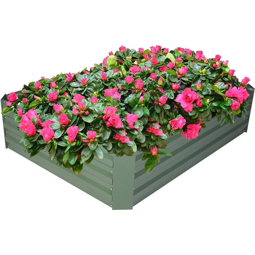 Raised Garden Bed Planter Box Anti-Rust Coating for Flowers Vegetables - 48in x 36in x 12in