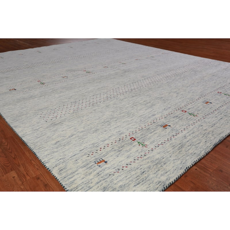 Little Animals Gabbeh Indian Area Rug Hand-Knotted Beige Wool Carpet - 8'1" x 9'11" - 8'1" x 9'11" - Ivory/Beige