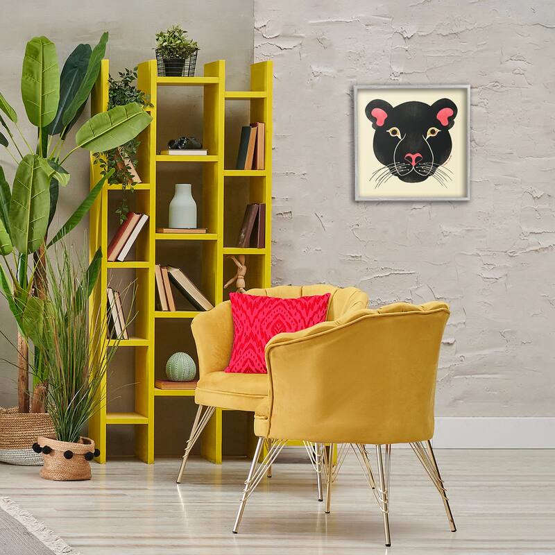 Stupell Minimal Wild Panther Face Framed Giclee Art Design By Carrie Cantwell