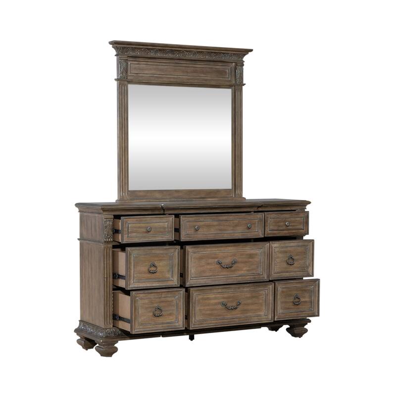 Liberty Furniture Carlisle Court Chestnut Finish Bedroom Dresser and Mirror