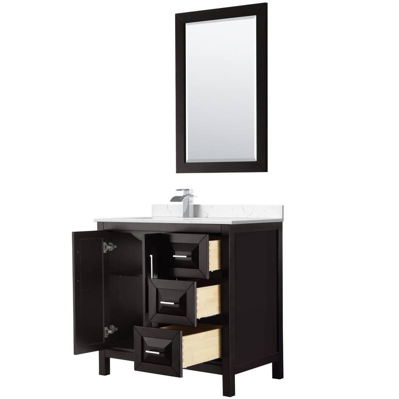 Daria 36-inch Single Vanity, Cultured Marble Top, 24-inch Mirror
