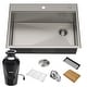 preview thumbnail 117 of 137, KRAUS Kore Workstation Drop-In Stainless Steel Kitchen Sink 30" L x 22" W (sink KWT310-30 w/ KWD100-75MBL) - Stainless Steel with Black Garbage Disposal