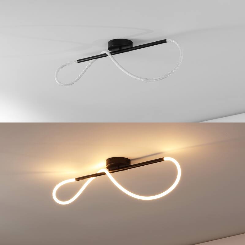 Lisette Contemporary Minimalist 360 Adjustable Silicone Neon Rope Dimmable Linear Integrated LED Flush Mount, by JONATHAN Y