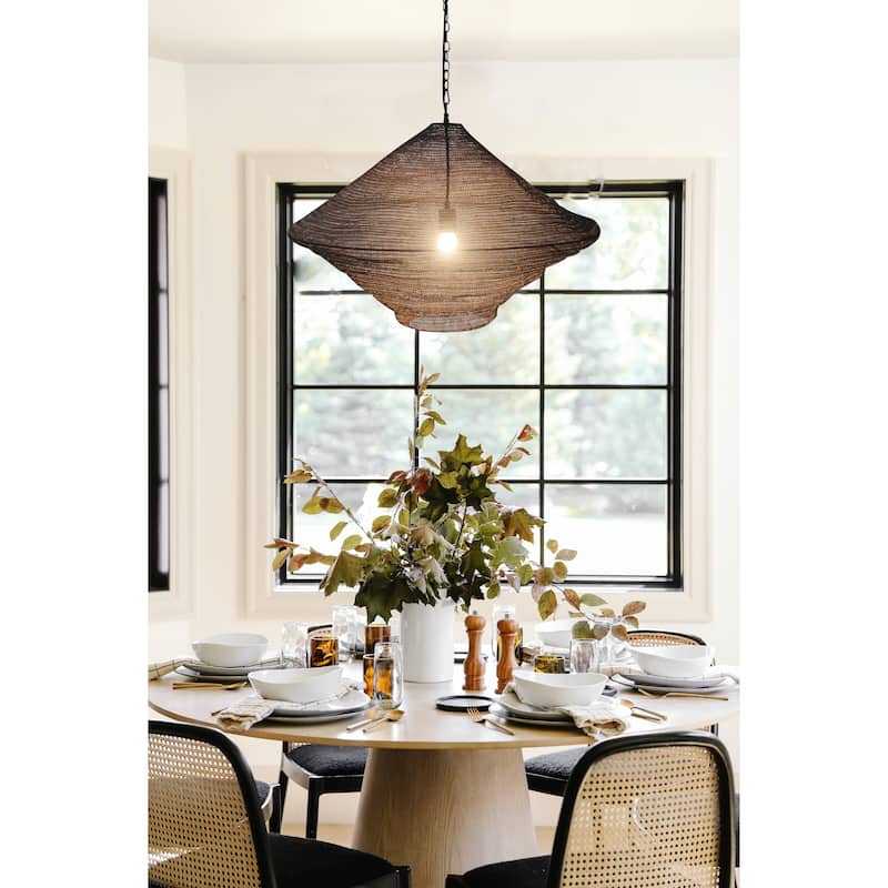 1 Light Satin Black Chain Basket Pendant