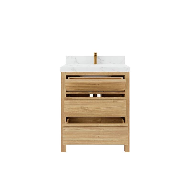 Willow Collections 30 in. W x 22 in. D Elizabeth Solid Teak Wodd Single Sink Bathroom Vanity with Countertop