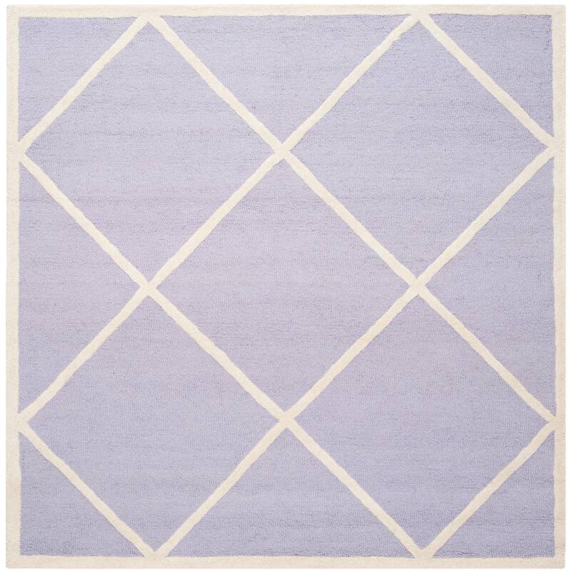 SAFAVIEH Handmade Cambridge Vija Modern Moroccan Wool Rug - 6' Square - Lavander/Ivory