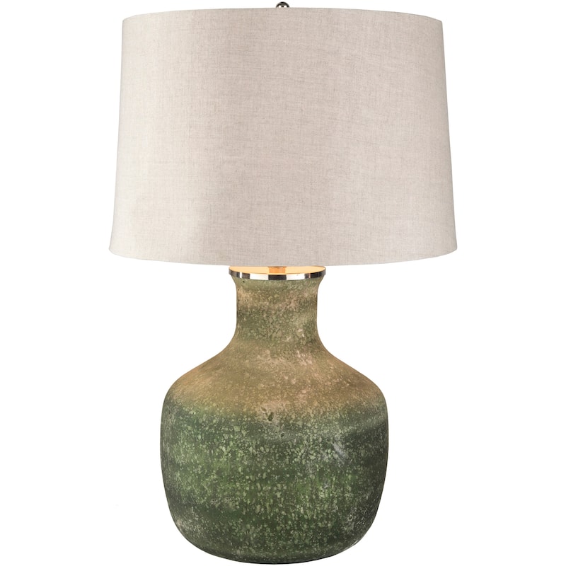 Artistic Weavers Wyther Table Lamp with Green Base and Beige Shade