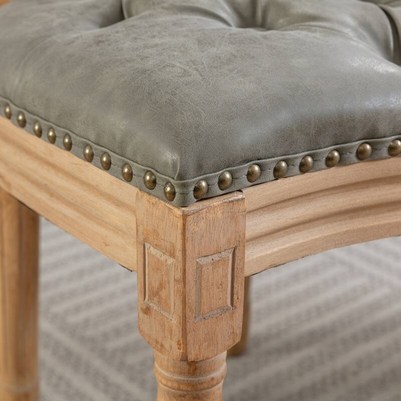 French Style Solid Wood Frame Antique Painting Linen Fabric Back Dining Chair