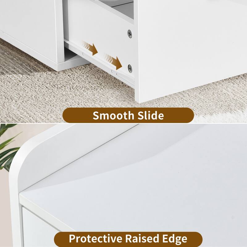 Modern 2 Drawer Large Lateral Filing Cabinet with Charging Station & Power Outlet