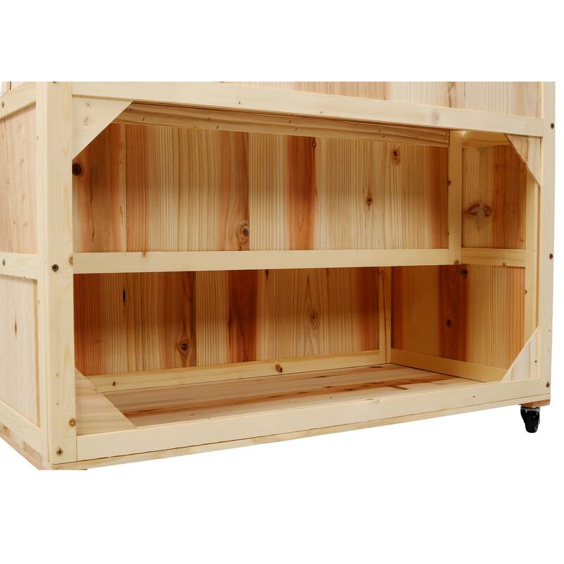 3-Tiers Raised Garden Bed with Trellis, 53" H Vertical Planter Box with Wheels & Back Storage Area