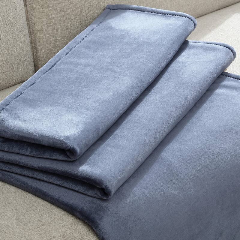 Calvin Klein Plush Solid Reversible Blanket