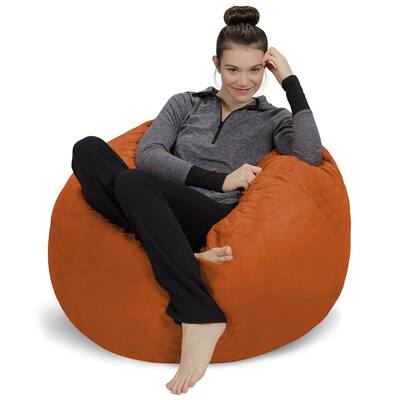 Bean Bag Chair: 3' Memory Foam Furniture Bean Bag - Medium Sofa with Soft Micro Fiber Cover - Tangerine