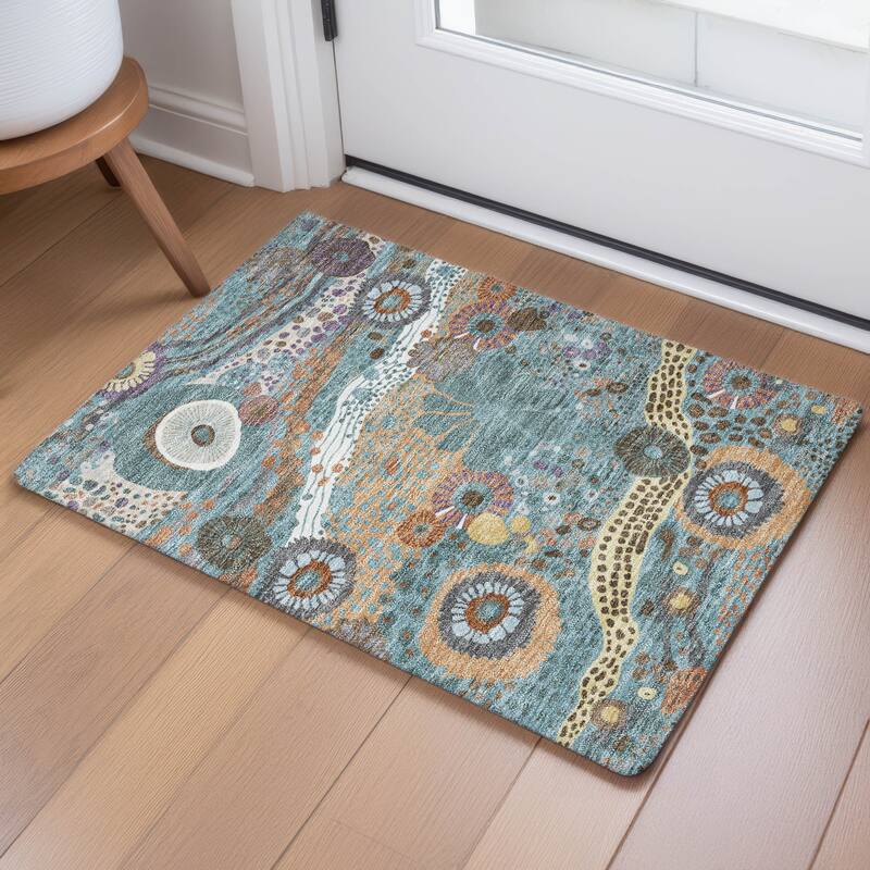 Machine Washable Indoor/ Outdoor Whimsy Floral Chantille Rug