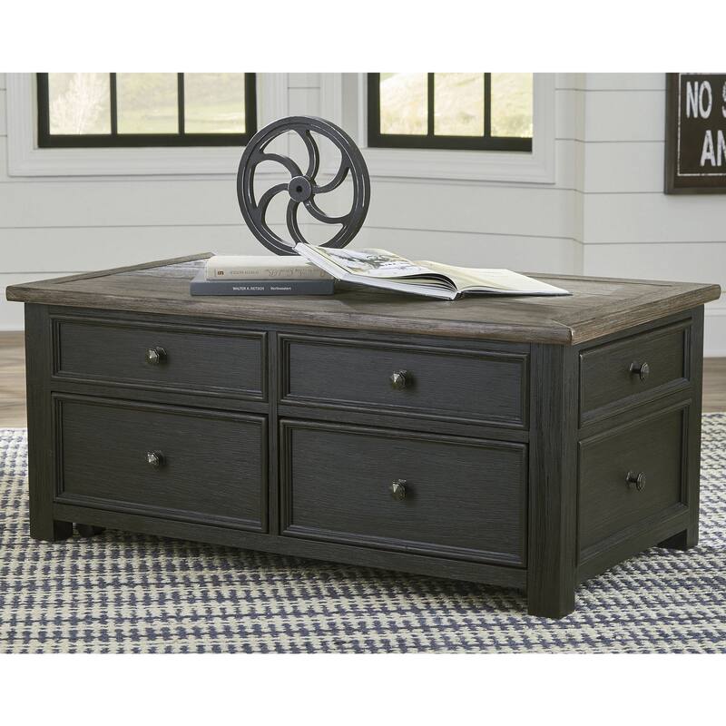 Signature Design by Ashley Tyler Creek Grayish Brown/Black Coffee Table with 2 End Tables - 46" W x 26" D x 20" H