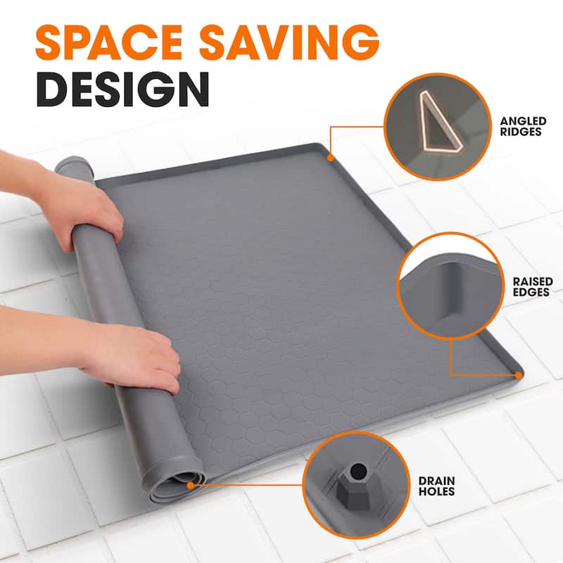 Cheer Collection Waterproof Silicone Under Sink Mat with Raised Edges