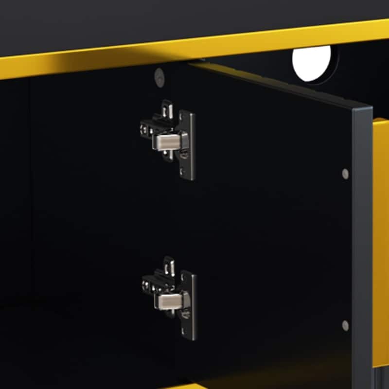78.8" Luxury Minimalism TV Stand with Storage Shelves and Unique Gold Legs - White/Black