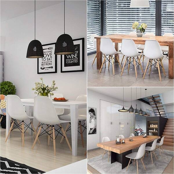 Vecelo Kitchen Dining Chair Sets Side Chair Wood Legs Set Of 4 Black And White Overstock 12146596