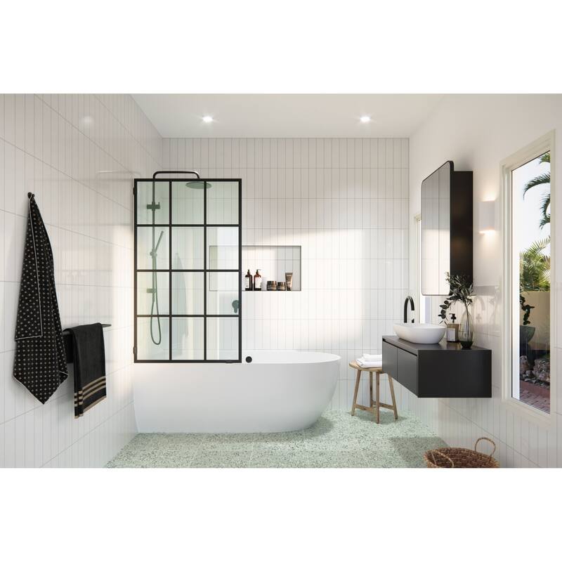 Glass Warehouse B-FSS-34 Esprit 58-1/4" High x 34" Wide Shower Screen - Matte Black