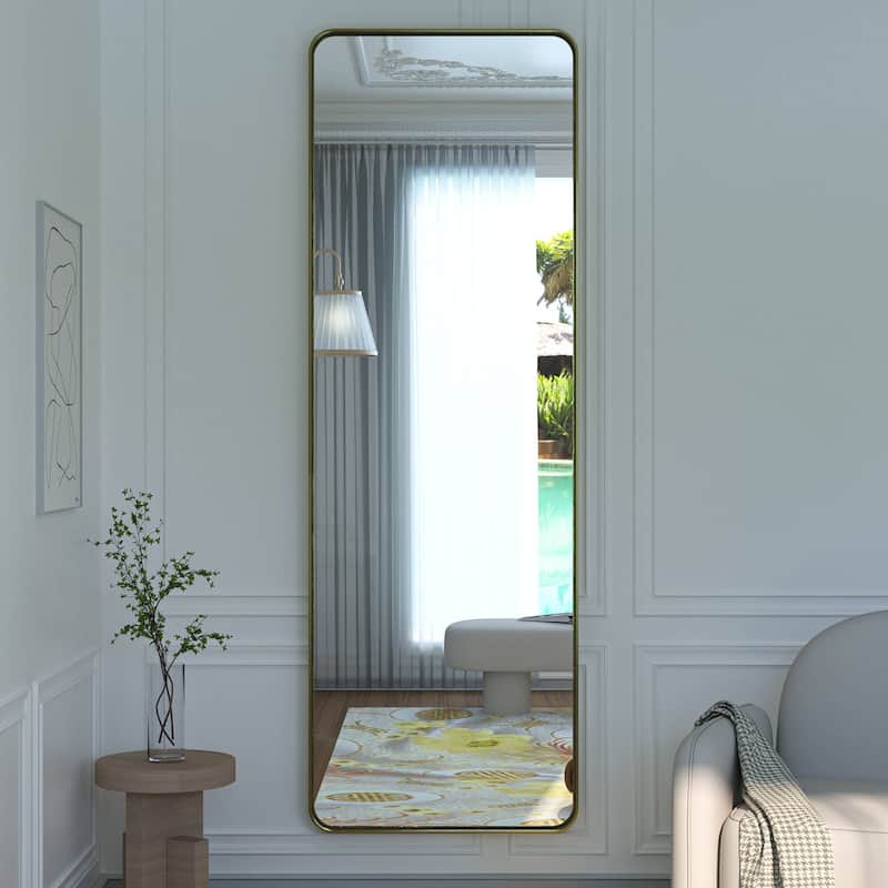 TokeShimi Modern Metal Frame Bathroom Vanity Wall Mirror - 65x22 - Gold