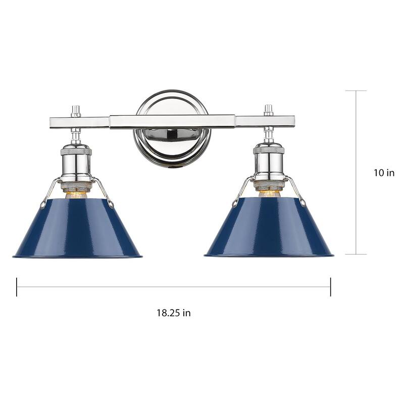 Orwell Chrome and Navy Blue 2-light Bath Vanity