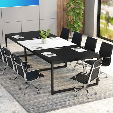 Contemporary Black/ White Stainless Steel Conference Table