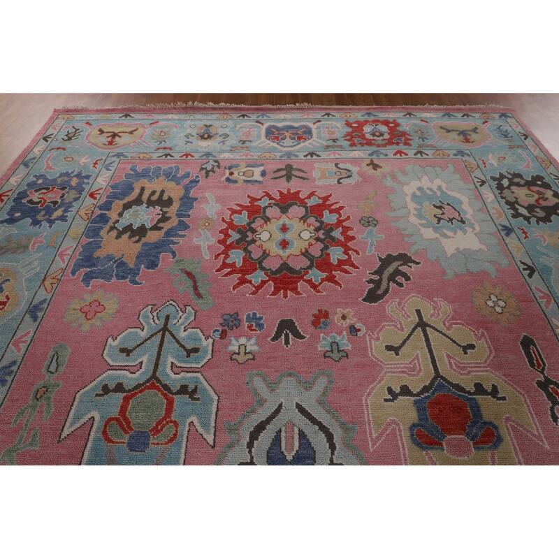 Pink Oushak Oriental Large Area Rug Handmade Wool Carpet - 9'6"x 13'9"