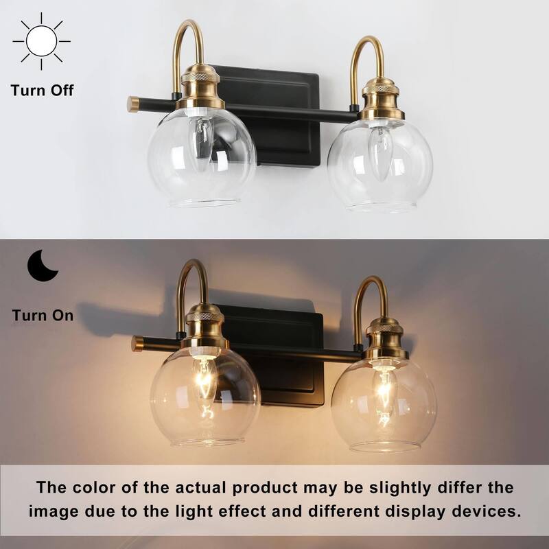 Modern Black Gold 2/3/4 Lights Bathroom Vanity Lights Globe Wall Sconce Lighting