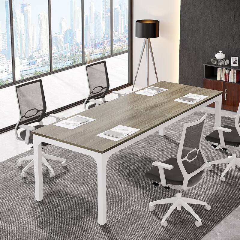 Long Conference Table Set of 4, 13FT Large Rectangle Meeting Seminar Table, 78.74-Inch Business Tables