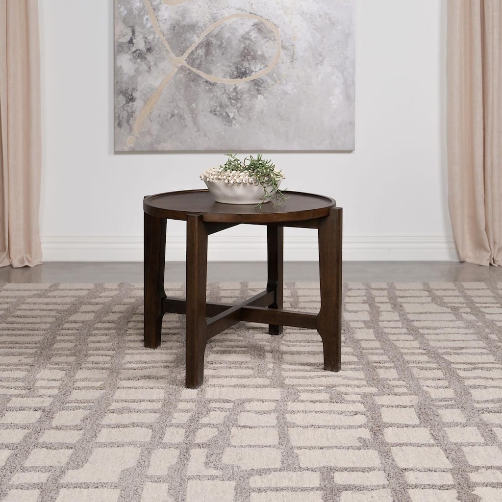 Mavis Dark Brown Round Coffee End Table