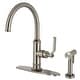 preview thumbnail 12 of 45, Kingston Brass Whitaker Single-Handle Deck Mount Kitchen Faucet with Brass Sprayer Brushed Nickel