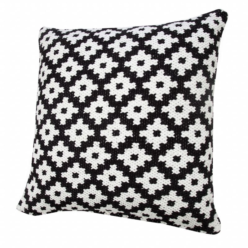 HomeRoots 20" X 20" Black And White 100% Cotton Geometric Zippered Pillow