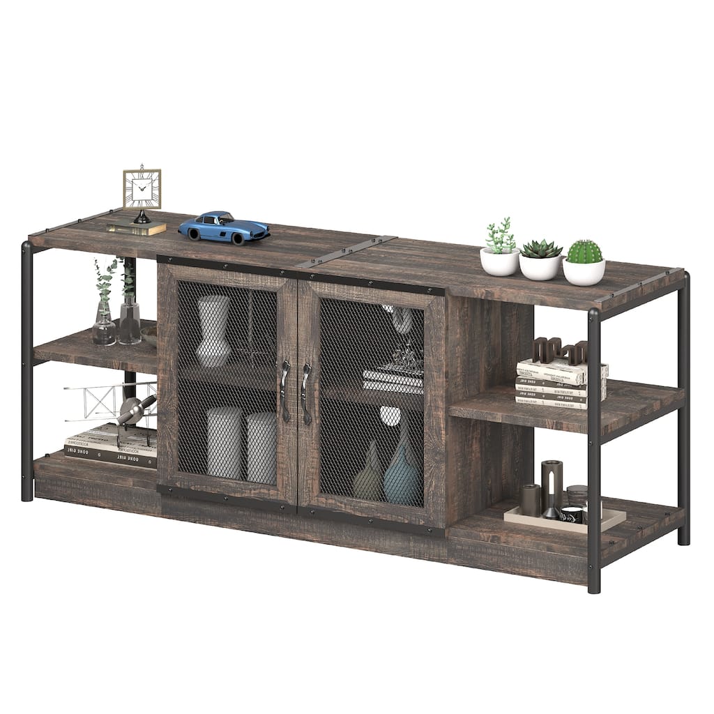 TV Stand for 65+ Inch TV with Storage and Mesh Door