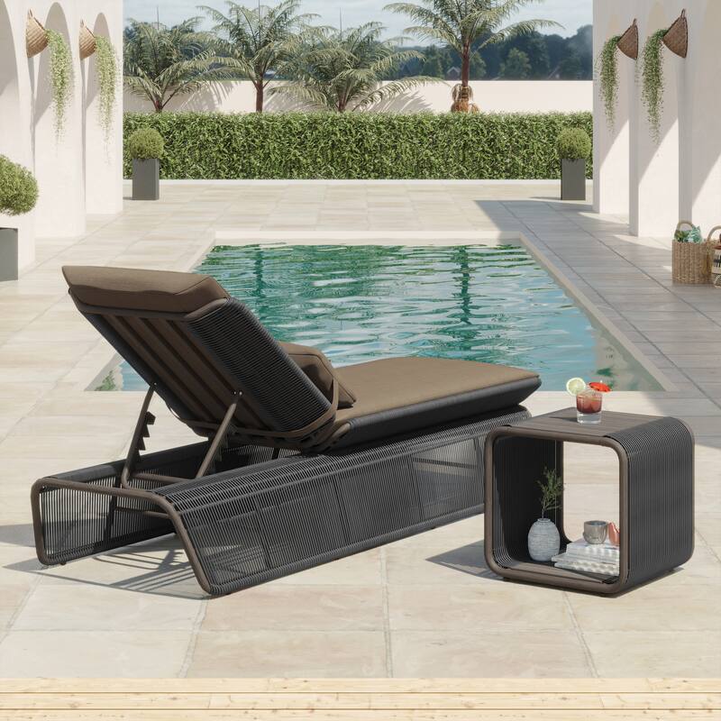 Corvus Corral 2-piece Adjustable Outdoor Wicker Chaise Lounge Set with Sunbrella Cushion