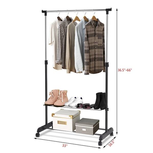 Shop Rolling Clothes Hanger With Height Adjustable Shoe Rack