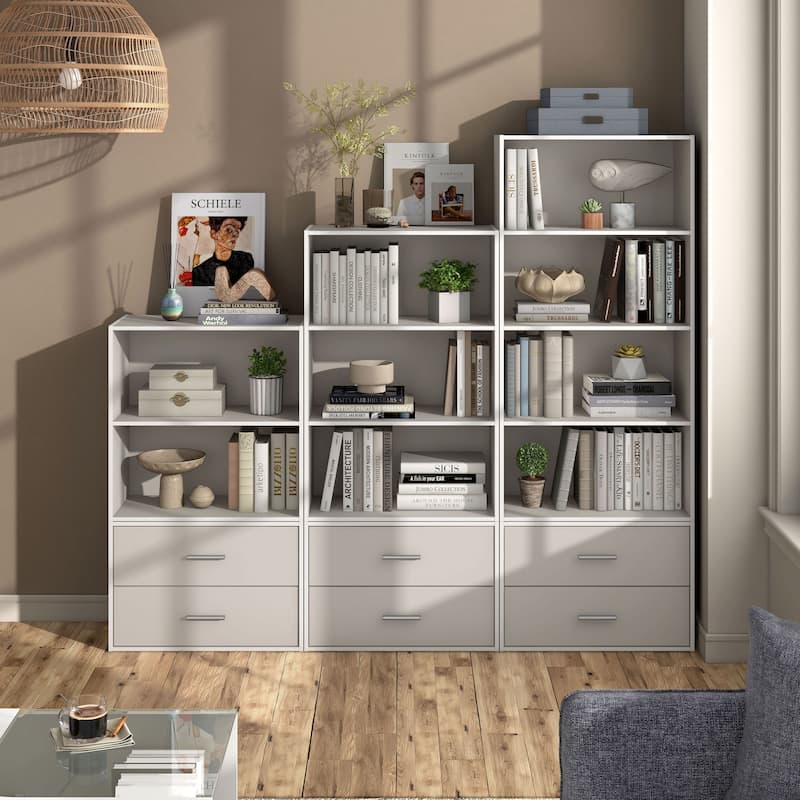 DH BASIC Modern Wood Customizable Stackable Storage Organizer - Cube Shelves, Drawer Cabinet, Bookcase with Doors by Denhour