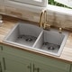 preview thumbnail 15 of 17, Karran Drop-In Quartz 33 in. 1-Hole 60/40 Double Bowl Kitchen Sink Kit
