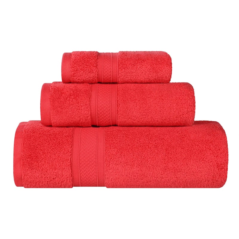 Superior Chevron Zero Twist Solid Cotton 3 Piece Bathroom Towel Set
