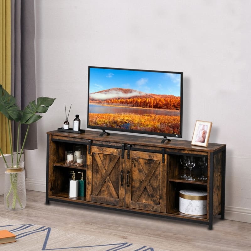 Sliding Barn Doors TV Stand for 58-Inch TV Console Cabinet - n/a