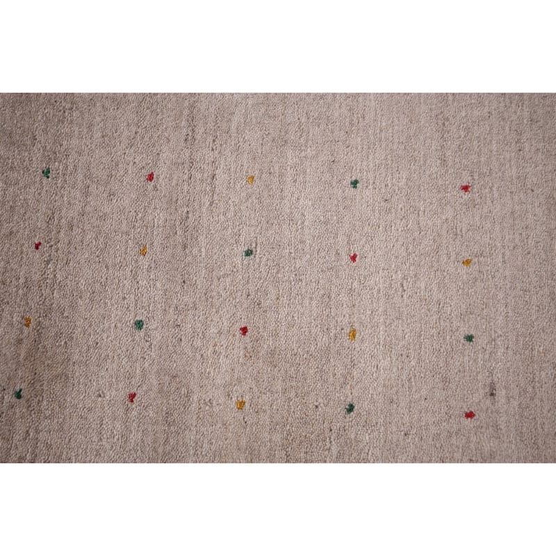 Gabbeh Indian Area Rug Hand-Knotted Oriental Beige Wool Carpet - 7'9" x 9'10"