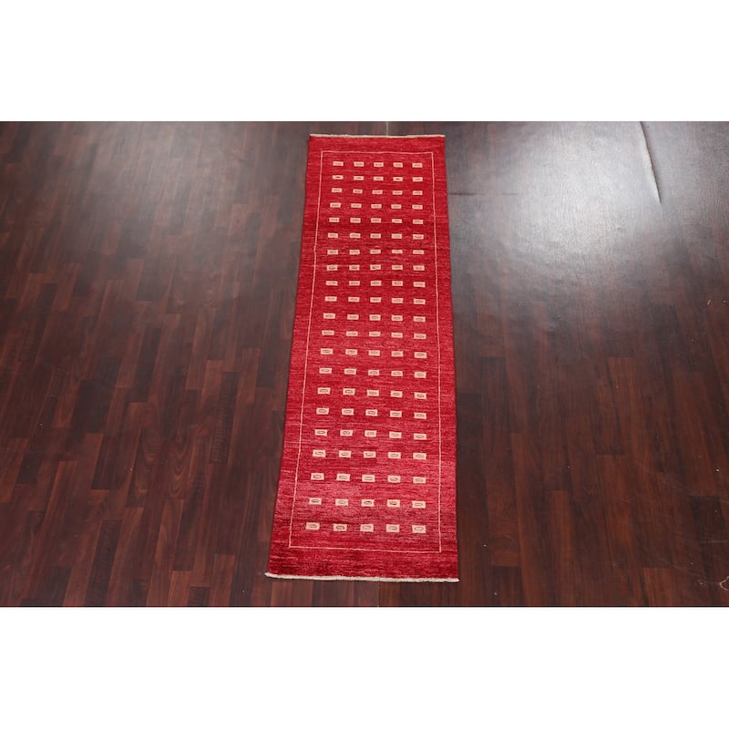 Gabbeh Kashkoli Oriental Wool Runner Rug Hand-knotted Hallway Carpet - 2'7" x 8'4"