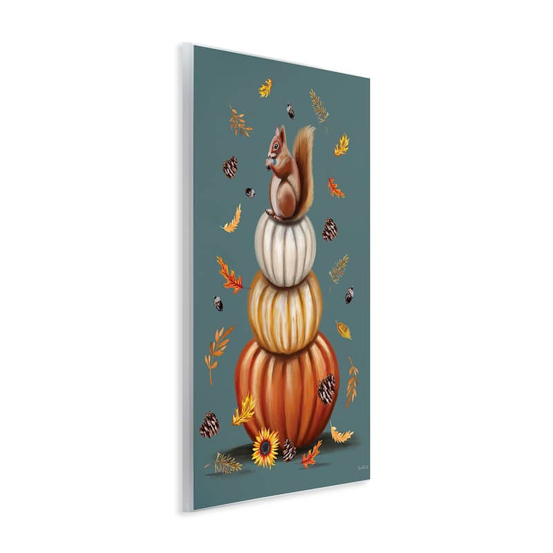 Stupell Squirrel Atop Pumpkin Stack Wall Plaque Art Design By Elizabeth Tyndall